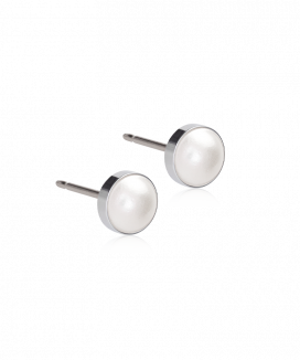 Blomdahl Örhänge S.T Bezel Pearl White 6 & 8mm 