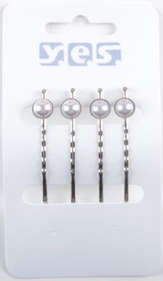 Luggnål Silver Vit Pärla 4-pack 