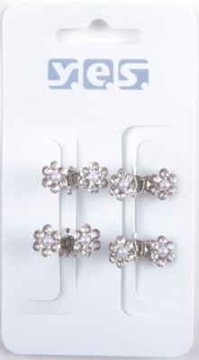 Hårklämma Silver Crystal Flower 4-pack