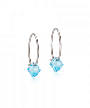 Blomdahl Örhänge N.T Ear Ring 14mm Bicone Aquamarine 6mm ( C )