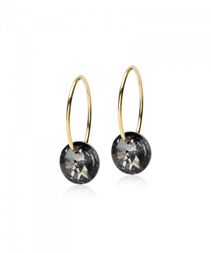 Blomdahl Örhänge G.T Ear Ring 14mm Round Black Diamond 8mm ( D )